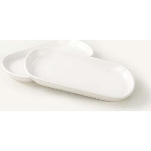 Sada 2 bílých keramických servírovacích talířů My Ceramic, 26 x 15 cm