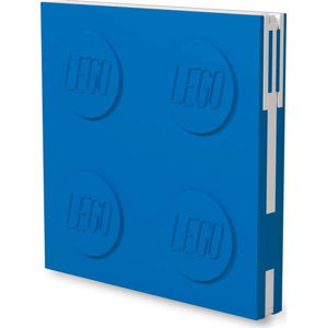 Modrý čtvercový zápisník s gelovým perem LEGO®, 15,9 x 15,9 cm