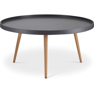 Šedý konferenční stolek s nohami z bukového dřeva Furnhouse Opus, Ø 90 cm