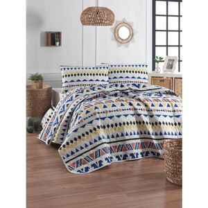 Přehoz přes postel s povlakem na polštář z ranforce bavlny EnLora Home Pisagor, 180 x 225 cm