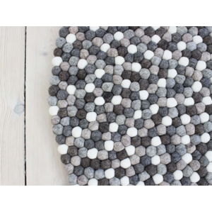 Šedo-bílý kuličkový vlněný koberec Wooldot Ball Rugs, ⌀ 140 cm