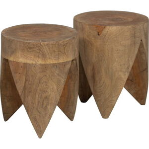 Kulaté odkládací stolky v sadě 2 ks z mangového dřeva 30x30 cm Trunk – BePureHome