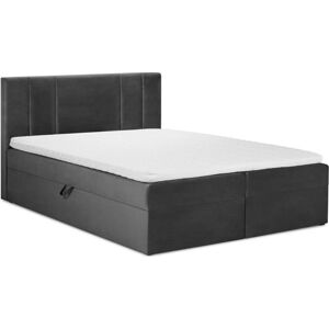 Tmavě šedá boxspring postel s úložným prostorem 200x200 cm Afra – Mazzini Beds