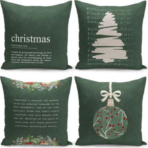 Sada 4 vánočních dekorativních povlaků na polštář Kate Louise Christmas Noel, 43 x 43 cm