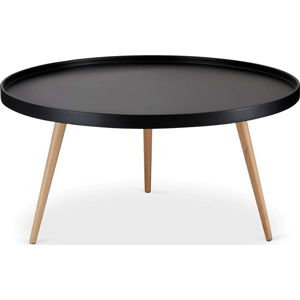 Černý konferenční stolek s nohami z bukového dřeva Furnhouse Opus, Ø 90 cm