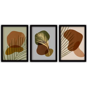 Sada 3 obrazů v černém rámu Vavien Artwork Palm Leaves, 35 x 45 cm