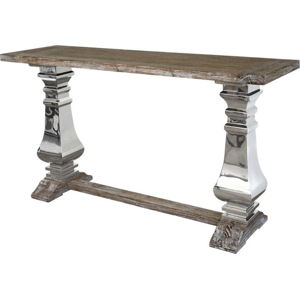 Konzolový stolek s deskou z recyklovaného dubového dřeva Livin Hill Glamour