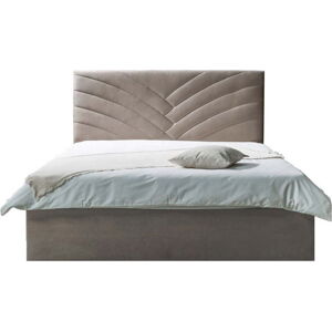 Béžová čalouněná dvoulůžková postel s úložným prostorem s roštem 160x200 cm Palmyre – Bobochic Paris