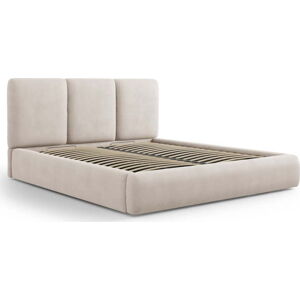 Béžová čalouněná dvoulůžková postel s úložným prostorem s roštem 180x200 cm Brody – Mazzini Beds