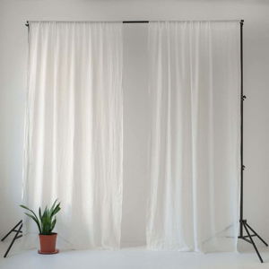 Bílý lněný lehký závěs s tunýlkem Linen Tales Daytime, 250 x 140 cm