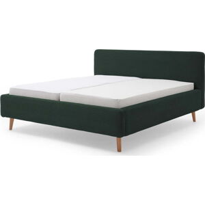 Tmavě zelená čalouněná dvoulůžková postel s úložným prostorem s roštem 140x200 cm Mattis Cord – Meise Möbel