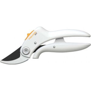 Bílé dvoučepelové zahradnické nůžky Fiskars