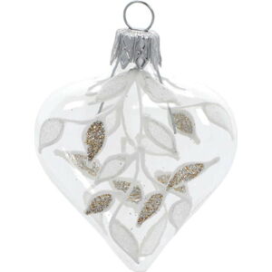 Sada 4 skleněných vánočních ozdob v bílo-zlaté barvě Ego Dekor Heart