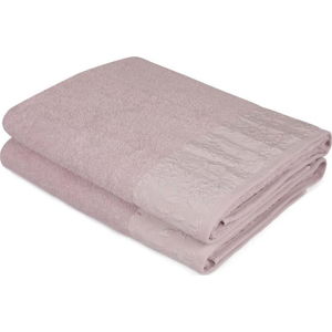 Sada 2 světle fialových ručníků z čisté bavlny, 90 x 150 cm