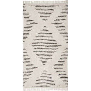 Béžovo-černý ručně tkaný bavlněný koberec Westwing Collection Fini, 80 x 150 cm