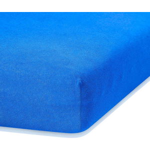 Modré elastické prostěradlo s vysokým podílem bavlny AmeliaHome Ruby, 120/140 x 200 cm