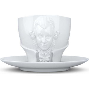 Bílý porcelánový šálek s podšálkem 58products Wolfgang Amadeus Mozart, objem 260 ml