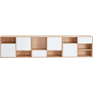 Bílá nízká komoda v dekoru dubu 267x61 cm Mistral - Hammel Furniture