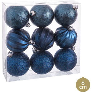 Sada 9 vánočních ozdob v tmavě modré barvě Unimasa, ø 6 cm