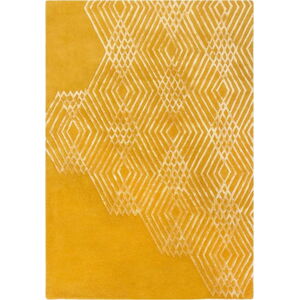 Žlutý vlněný koberec Flair Rugs Diamonds, 120 x 170 cm