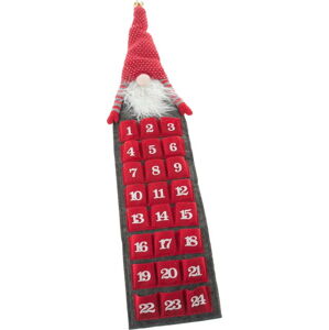 Červený textilní adventní kalendář Dakls, výška 75 cm