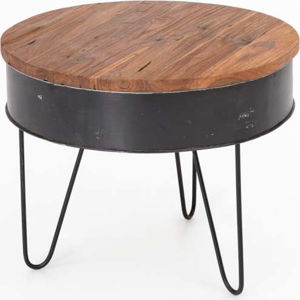 Konferenční stolek s deskou ze zinku a teakového dřeva WOOX LIVING, ⌀ 60 cm