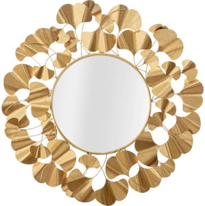 Nástěnné zrcadlo ve zlaté barvě Mauro Ferretti Leaf Gold, ø 81 cm