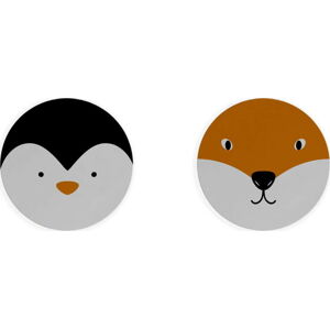 Sada 2 prostírání Madre Selva Fox & Penguin, ⌀ 32 cm