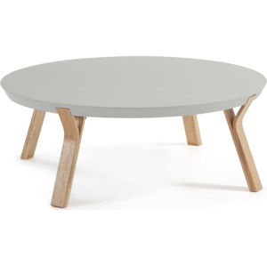Světle šedý konferenční stolek s nohami z jasanového dřeva La Forma Solid, Ø 90 cm