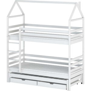 Bílá domečková/patrová dětská postel s úložným prostorem 80x200 cm Dalia - Lano Meble