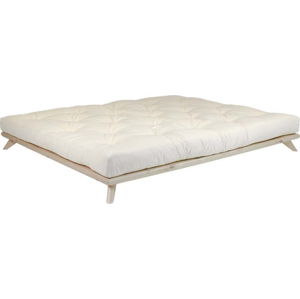 Dvoulůžková postel z borovicového dřeva s matrací Karup Design Senza Comfort Mat Natural Clear/Natural, 180 x 200 cm