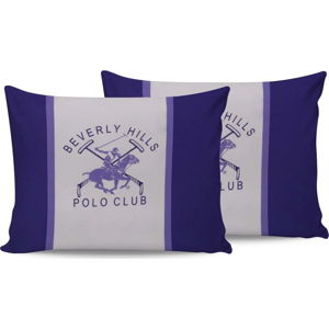 Sada 2 bavlněných povlaků na polštářky Polo Club Purple, 50 x 70 cm