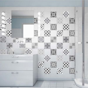 Sada 60 nástěnných samolepek Ambiance Wall Decals Elegant Tiles Shade of Grey, 20 x 20 cm