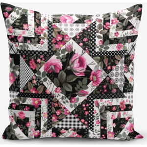 Povlak na polštář s příměsí bavlny Minimalist Cushion Covers Black White With Points Flower Modern, 45 x 45 cm