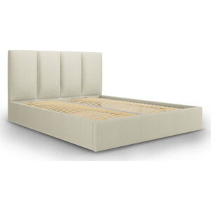 Béžová čalouněná dvoulůžková postel s úložným prostorem s roštem 160x200 cm Juniper – Mazzini Beds