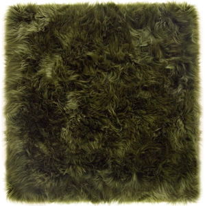 Tmavě zelený koberec z ovčí kožešiny Royal Dream Zealand Square, 70 x 70 cm