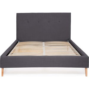 Tmavě morá postel Vivonita Kent Linen, 200 x 180 cm