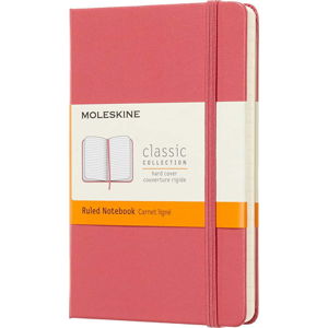 Růžový linkovaný zápisník v pevné vazbě Moleskine Daisy, 192 stran