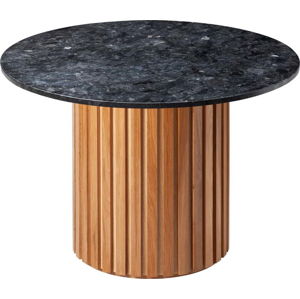 Černý žulový jídelní stůl s podnožím z dubového dřeva RGE Moon, ⌀ 105 cm