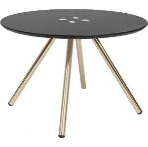 Černý konferenční stolek s pozlacenými nohami Letmotiv Sliced, ø 60 cm