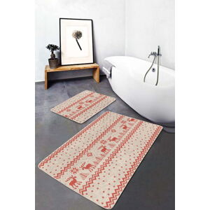 Červeno-béžové textilní koupelnové předložky v sadě 2 ks 60x100 cm – Mila Home