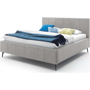 Světle šedá čalouněná dvoulůžková postel s úložným prostorem s roštem 160x200 cm Lizzano – Meise Möbel