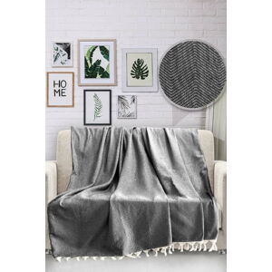 Černý bavlněný přehoz přes postel Viaden HN, 170 x 230 cm