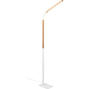 LED stojací lampa v bílé a přírodní barvě s dřevěným stínidlem (výška 169,5 cm) Norris – Trio