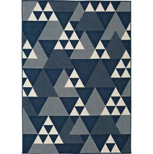 Modrý venkovní koberec Universal Clhoe Triangles, 80 x 150 cm