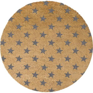 Šedá kulatá rohožka z přírodního kokosového vlákna Artsy Doormats Stars, ⌀ 70 cm