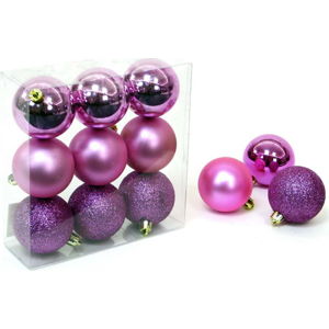Sada 9 vánočních ozdob v růžovo-fialové barvě Unimasa Caja