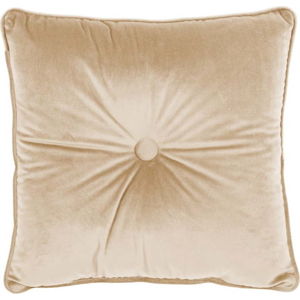 Světle béžový polštář Tiseco Home Studio Velvet Button, 45 x 45 cm