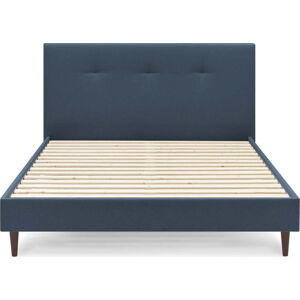 Modrá čalouněná dvoulůžková postel s roštem 180x200 cm Tory – Bobochic Paris