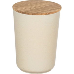 Béžový úložný box s bambusovým víkem Wenko Bondy, 700 ml